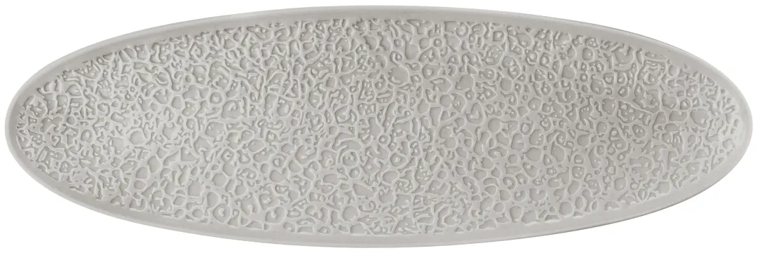 Mikasa 001-773866 China Platter, 17.4" x 5.67", Relief, Grey, Porcelain, Nori, Dishwasher Safe
