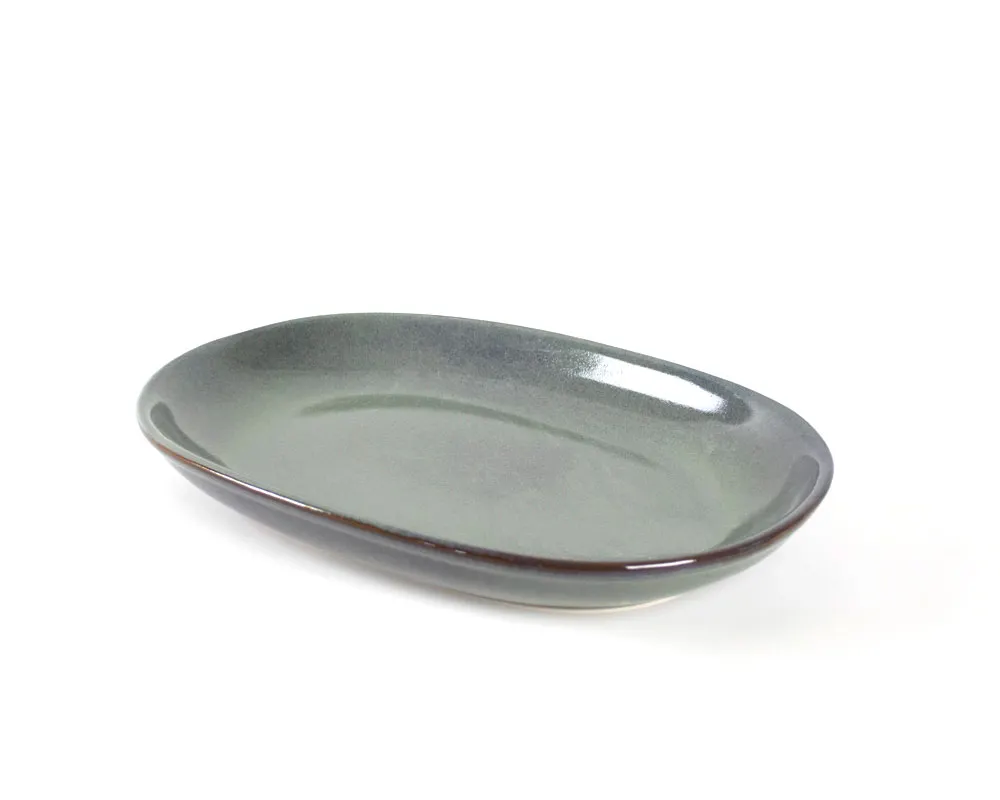 Select Concept 01-757-2-60 Oval Stoneware Platter, 9" W x 13" D x 3.5" H, Green China Serving Tray