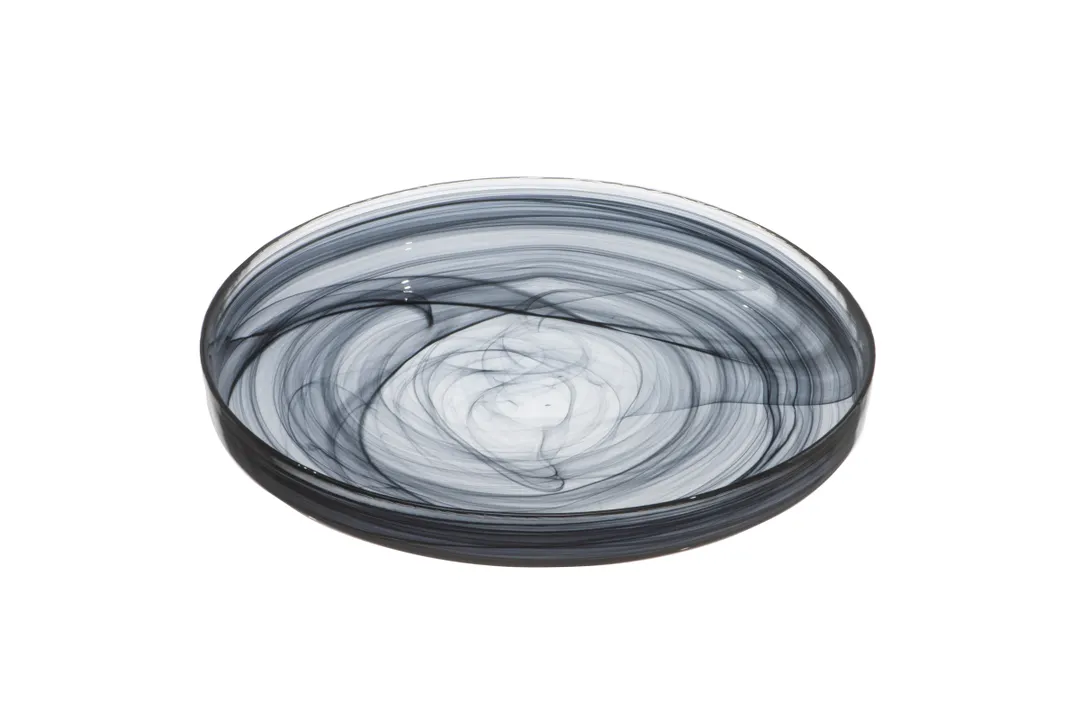 Ardacam 1404-43 Round Glass Dinner Plate, 11" Diameter, Black Asos Finish, Elegant Tableware