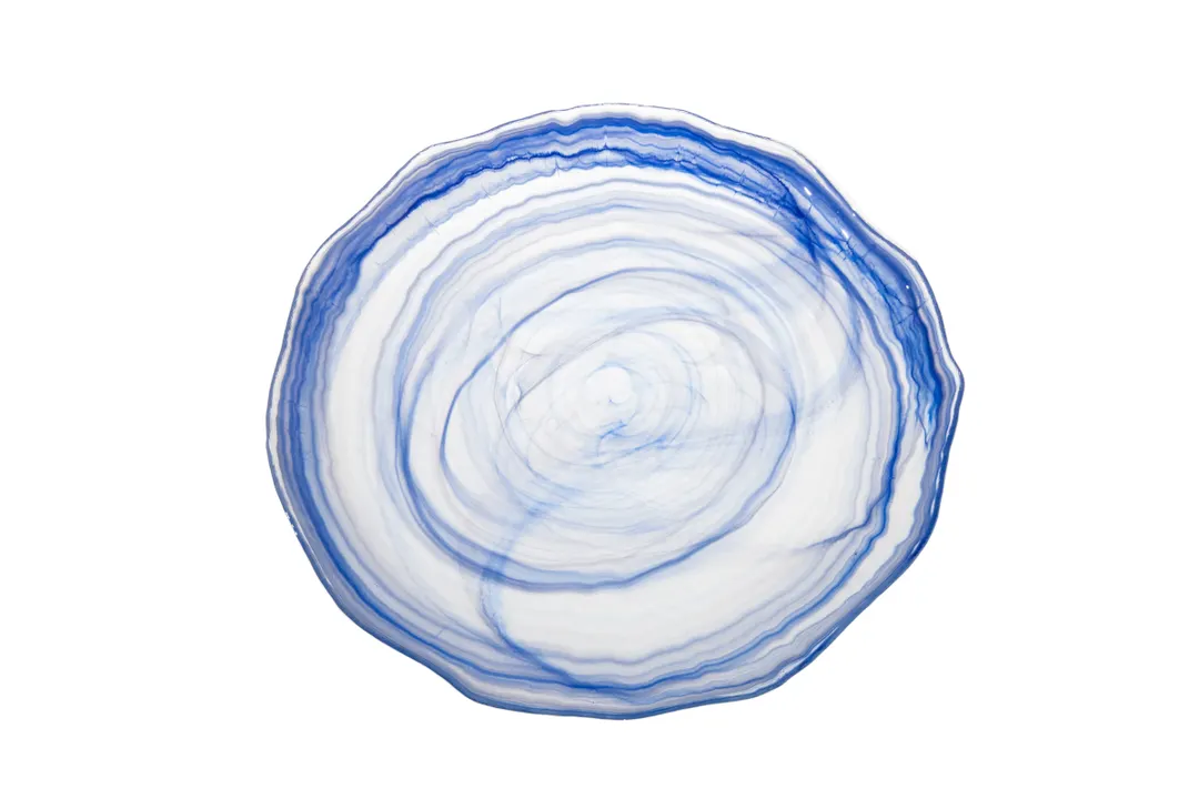 Ardacam 2046-64 Round Glass Plate, 12.75" Diameter, Amorf Blue and White Glass Dinnerware
