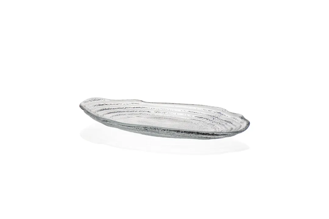 Ardacam 2059-1 Oval Glass Plate, 11.8" x 5.7" Fenice Clear Glass Dinnerware, Elegant Oval Shape