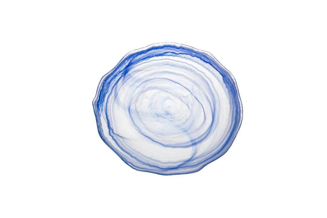 Ardacam 2076-64 - 11" Round Glass Plate, Amorf Blue and White, Fine Dinnerware, 11" Diameter