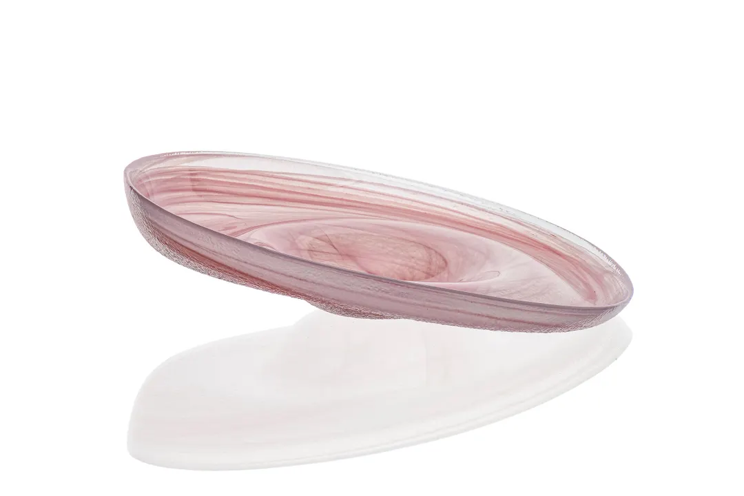 Ardacam 2085-3 Tilt Deep Glass Bowl, 11.8" Diameter, 5 oz Capacity, Pink and White Design