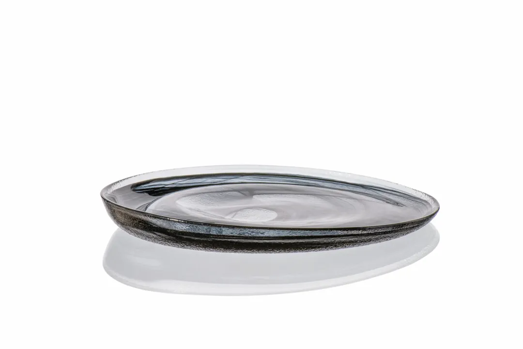 Ardacam 2086-43 Round Glass Dinner Plate, 10.75" Diameter, Black Gloss Finish