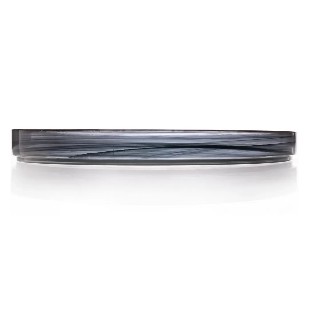 Ardacam 2446-43 Footed Glass Dinner Plate, 11" Round, Black Asos Finish, Elegant Tableware