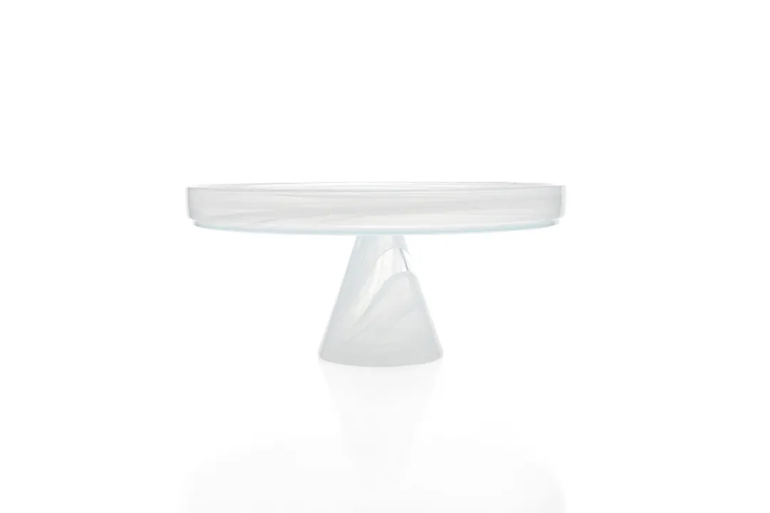 Ardacam 2446F-2541-2 Footed Glass Plate, 11" Round White Asos Design, Elegant Dinnerware