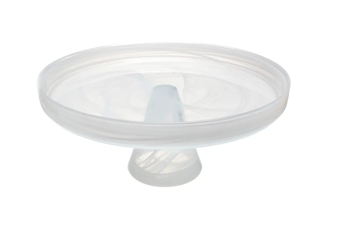 Ardacam 2446F-2541-2 Footed Glass Plate, 11" Round White Asos Design, Elegant Dinnerware