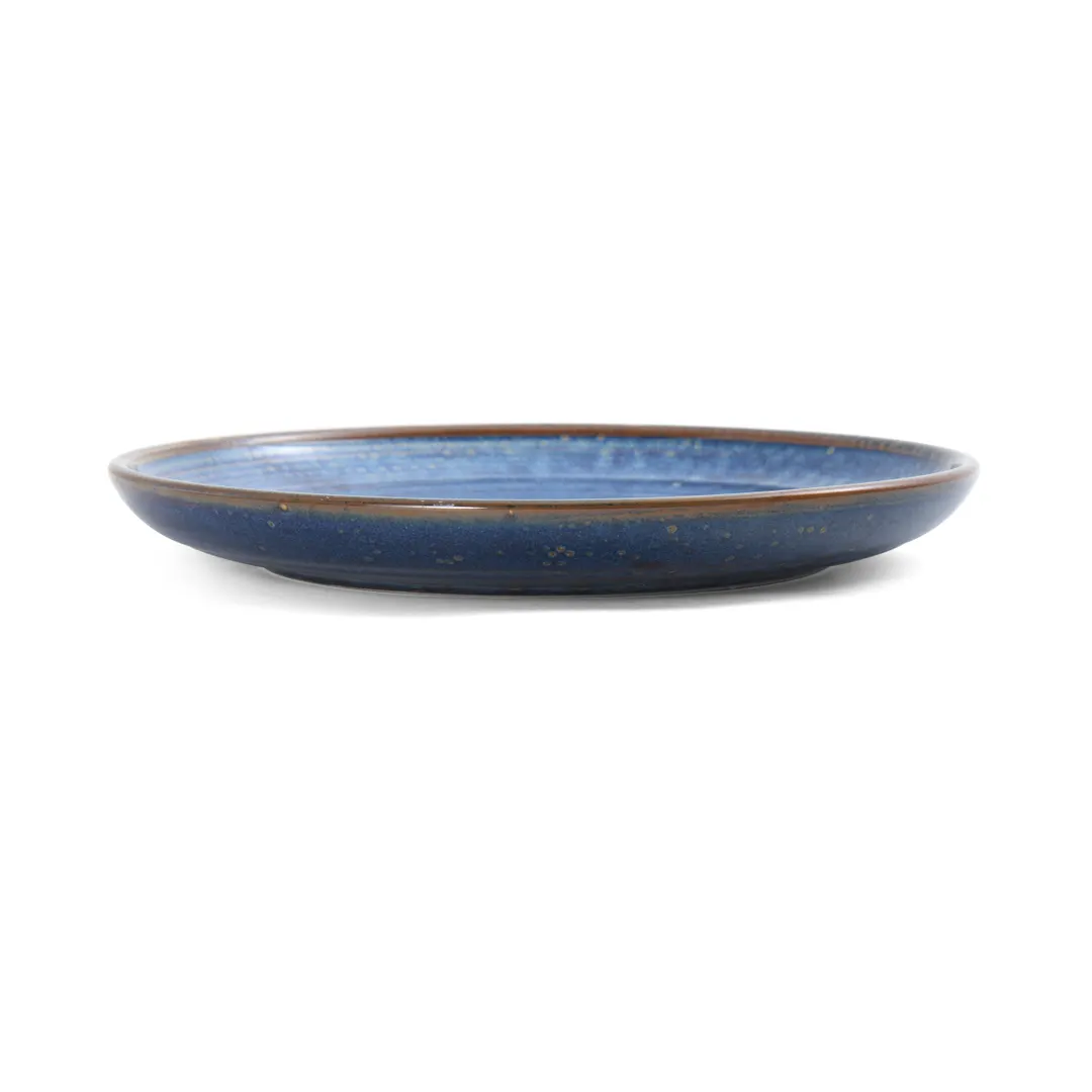 Mikasa 5255973 Starlit Plate, 8" Dia., Round, Coupe Rim, Vitrified Porcelain, Blue