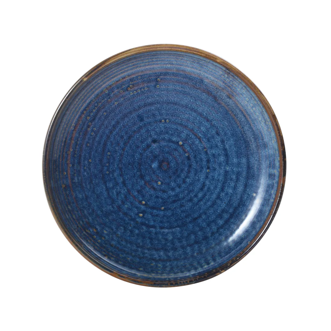 Mikasa 5255973 Starlit Plate, 8" Dia., Round, Coupe Rim, Vitrified Porcelain, Blue