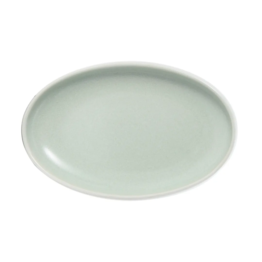 Mikasa 5255997 Jade Plate, 11" x 7-1/4", Oval Coupe, Vitrified Porcelain, Dishwasher Safe