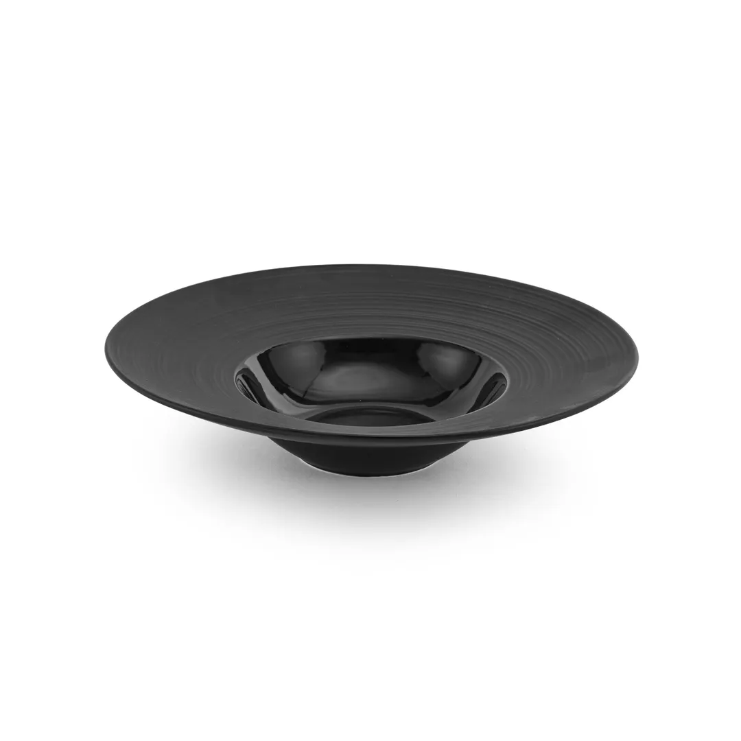 ONIS 5256059 Round Bowl, 10" Diameter, 7 Oz, Black Porcelain, Dishwasher Microwave Oven Safe