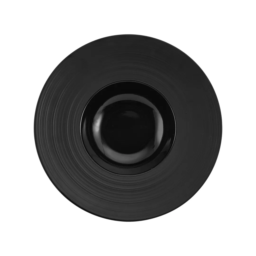 ONIS 5256059 Round Bowl, 10" Diameter, 7 Oz, Black Porcelain, Dishwasher Microwave Oven Safe
