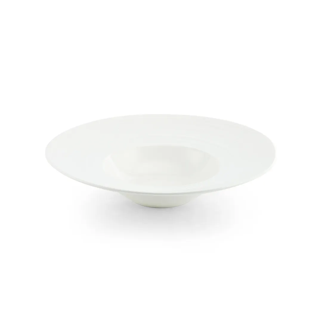 ONIS 5256096 Bespoke Round Bowl, 10" Diameter, 7 Oz, Bright White Vitrified Porcelain, Dishwasher Safe