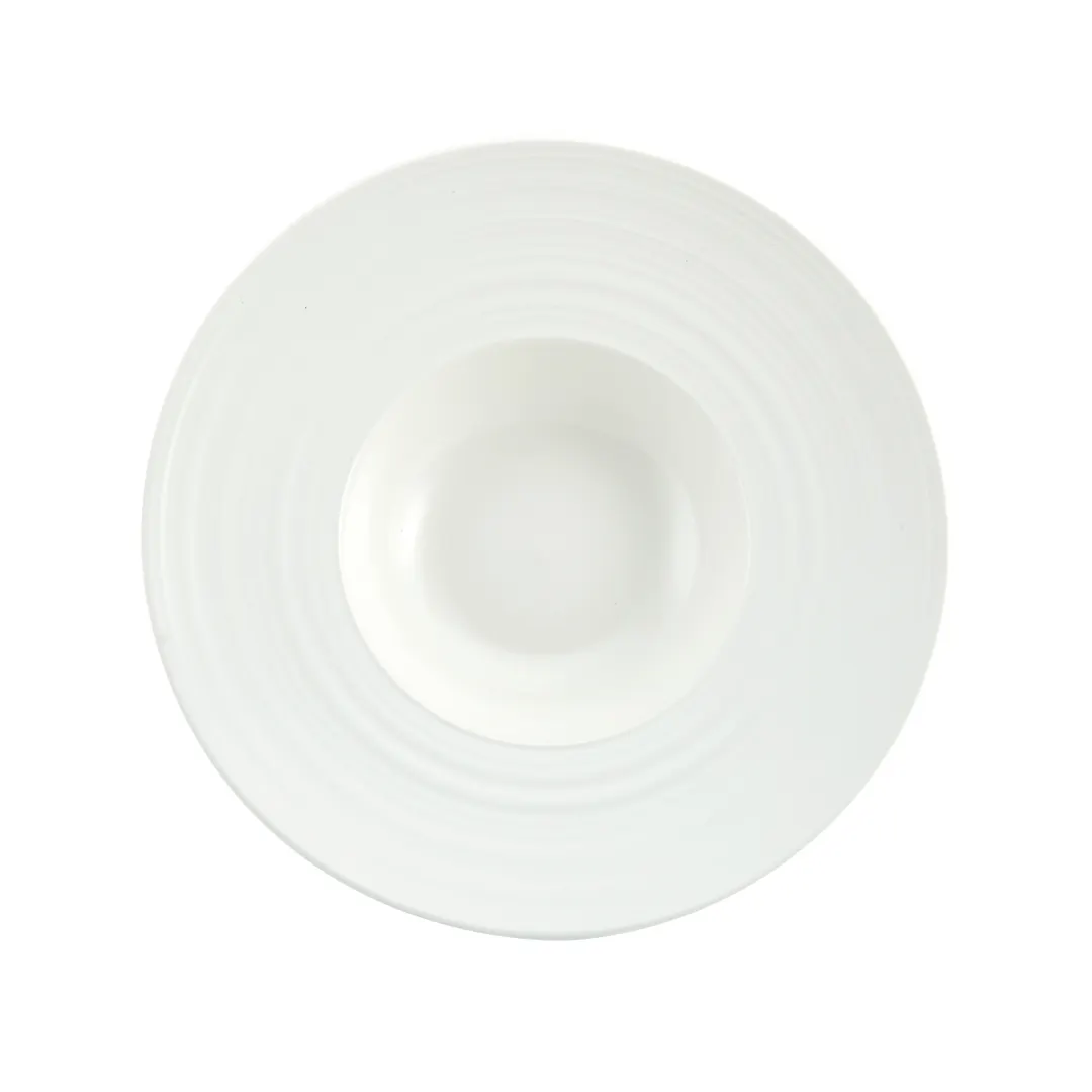 ONIS 5256096 Bespoke Round Bowl, 10" Diameter, 7 Oz, Bright White Vitrified Porcelain, Dishwasher Safe