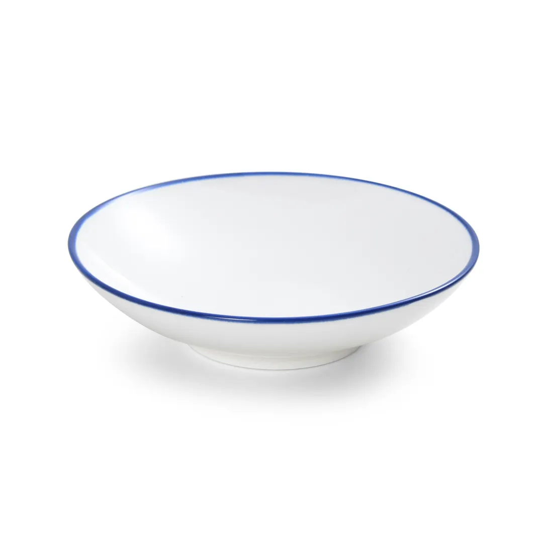 Mikasa 5256497 Bistro Bowl, 8.9 oz, 6.5" Dia., White with Blue Band, Porcelain, Round, Coupe