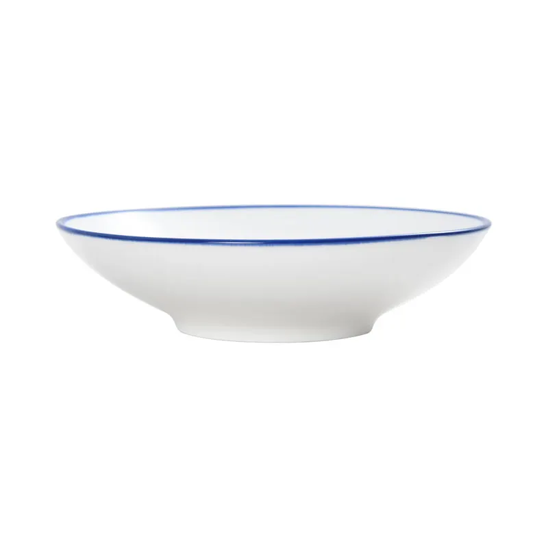 Mikasa 5256497 Bistro Bowl, 8.9 oz, 6.5" Dia., White with Blue Band, Porcelain, Round, Coupe