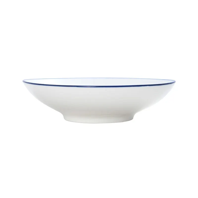 Mikasa 5256499 Bistro Bowl, 7" Dia., 14.19 oz., White with Blue Band, Porcelain, Round, Coupe