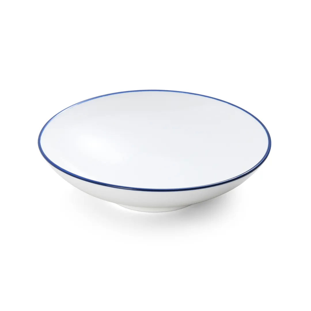 Mikasa 5256501 Bistro Bowl, 8.5" Diameter, 23.66 oz, White with Blue Band, Porcelain, Round Coupe