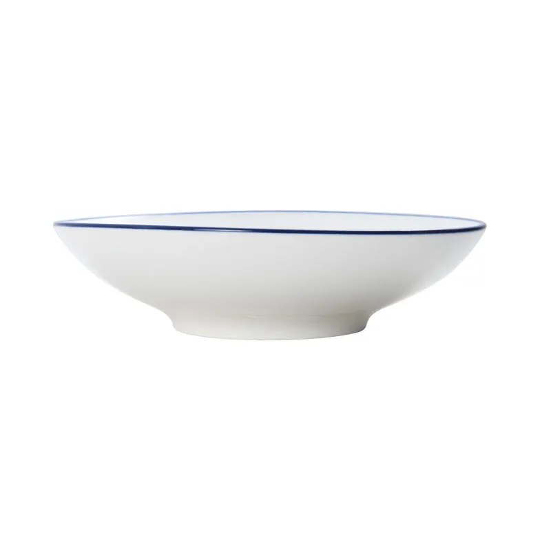 Mikasa 5256501 Bistro Bowl, 8.5" Diameter, 23.66 oz, White with Blue Band, Porcelain, Round Coupe