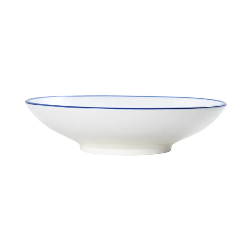 Mikasa 5256506 Bistro Bowl, 10" Diameter, 43.94 oz, White with Blue Band, Porcelain