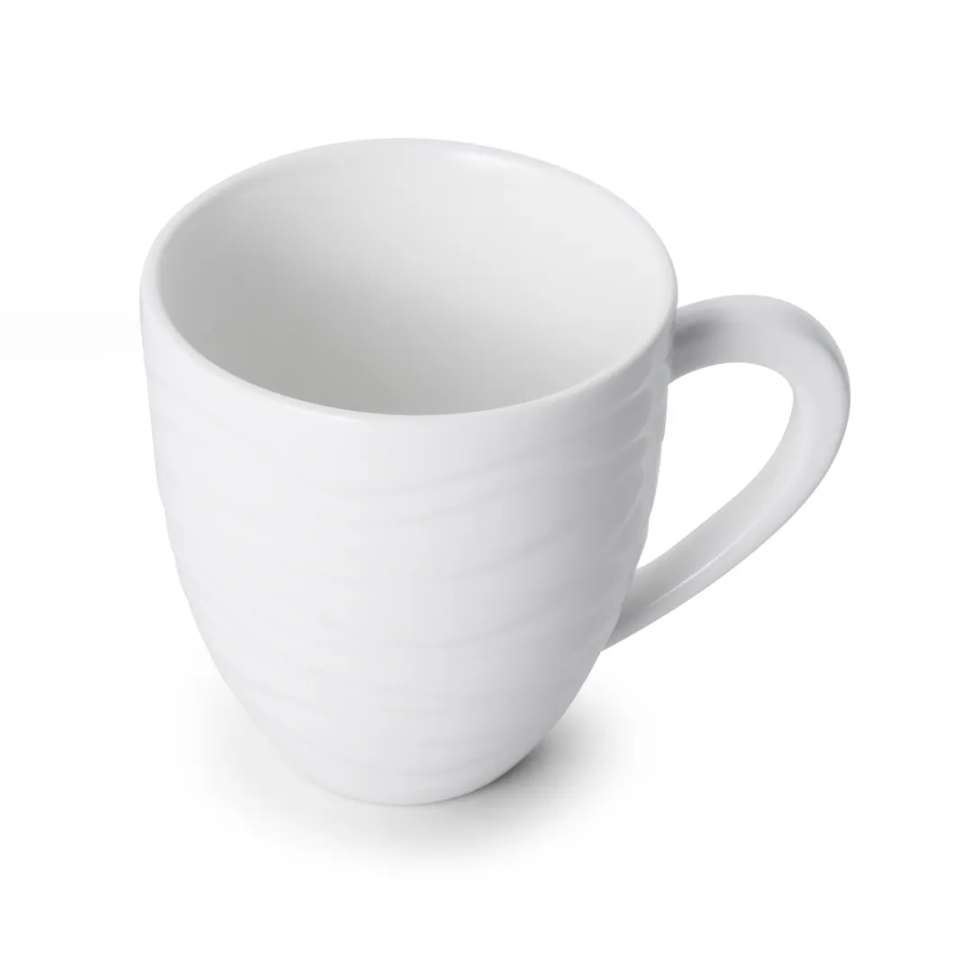 Mikasa 5260090 Camilla China Mug, 11.25 oz, Embossed, Vitrified Porcelain, Bright White