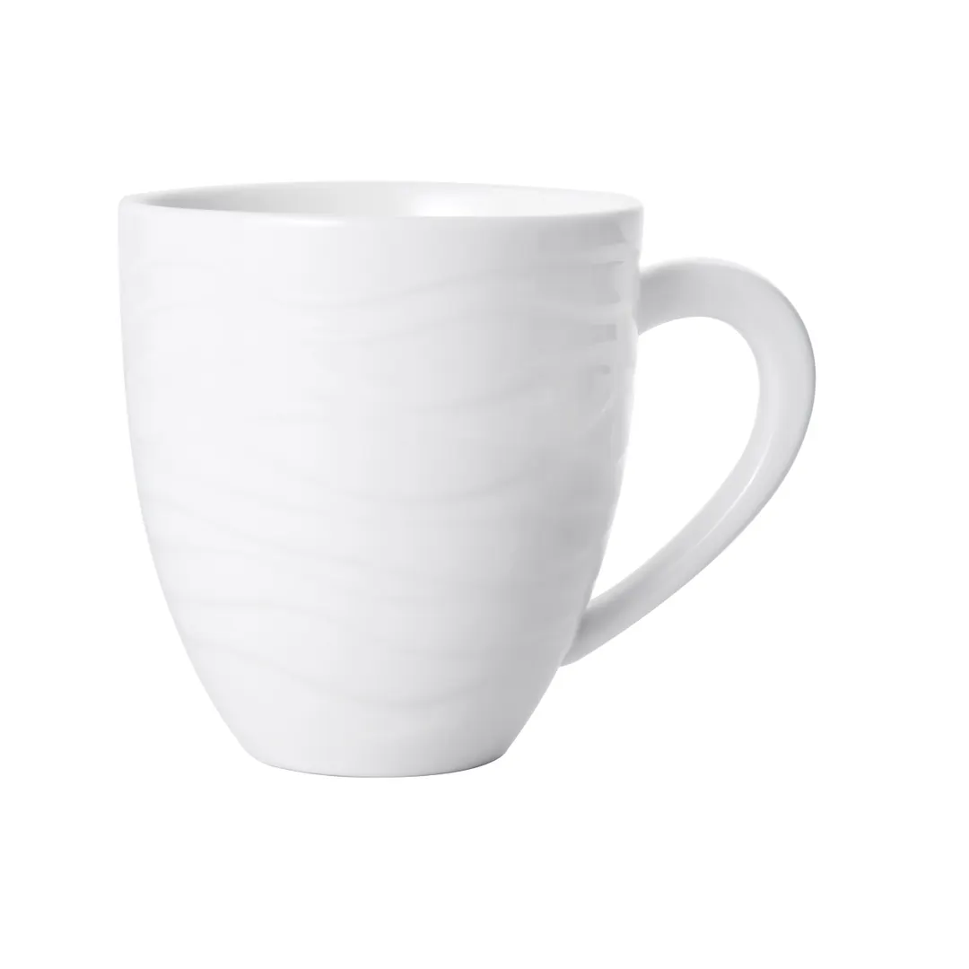 Mikasa 5260090 Camilla China Mug, 11.25 oz, Embossed, Vitrified Porcelain, Bright White