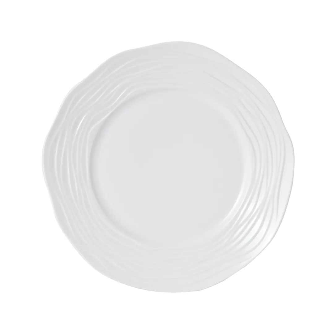 Mikasa 5260094 Camilla Plate, 7.5" Dia., Round, Wide Rim, Vitrified Porcelain, Bright White