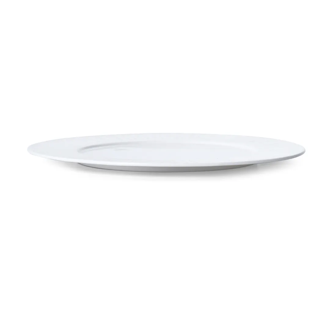 Mikasa 5260232 Onda Plate, 9-1/2" Dia., Round, Wide Rim, Fluted, Soft White, Vitrified Porcelain