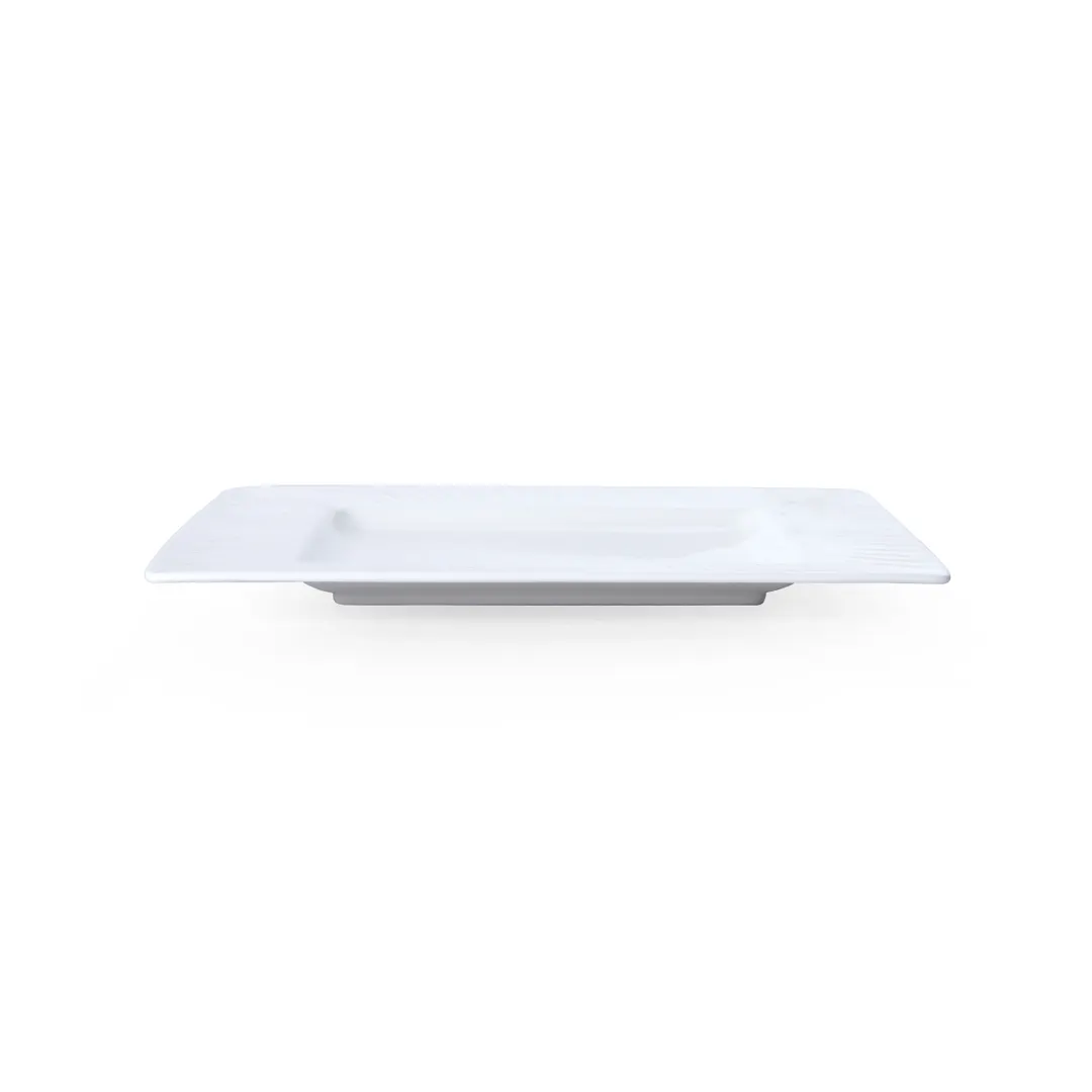 Mikasa 5260236 Onda Plate, 8.5" Square, Wide Rim, Fluted, Soft White Porcelain, Dishwasher Safe