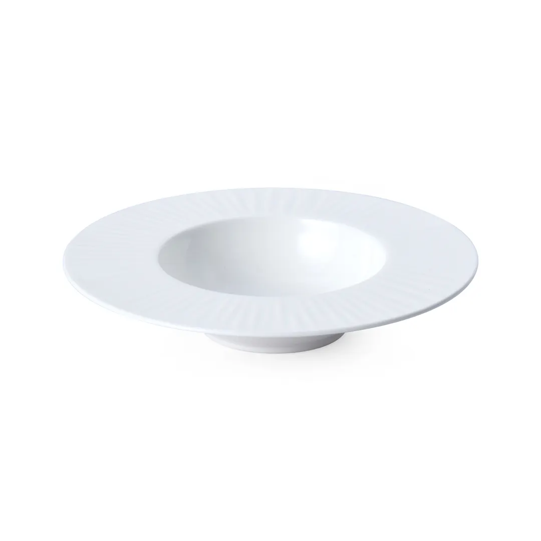 Mikasa 5260240 Onda Bowl, 6 oz, 8.75" Diameter, Round, Deep, Wide Rim, Fluted, Soft White Porcelain