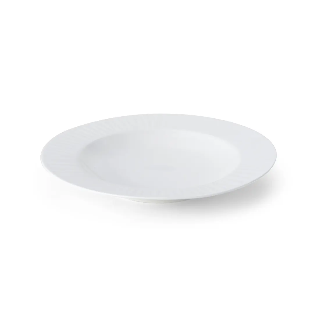 Mikasa 5260250 Onda Soup Bowl, 10 oz, 10" dia., Round, Wide Rim, Fluted, Porcelain, Soft White