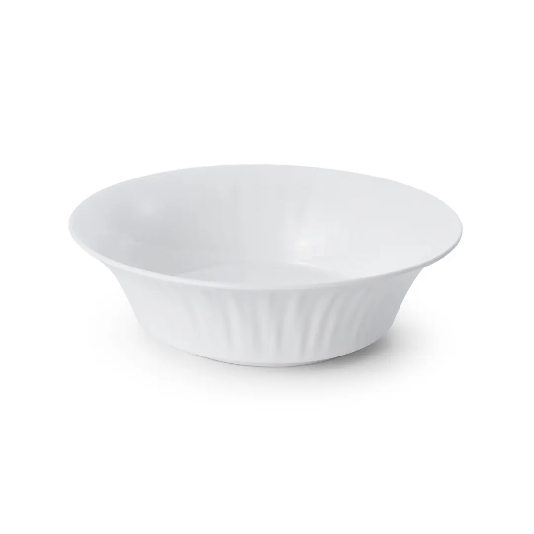 Mikasa 5260262 Onda Serving Bowl – 34 oz (1 L), 9" Round Deep Fluted Porcelain, Soft White