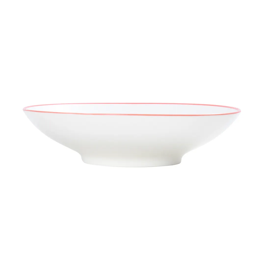 Mikasa 5260288 Bistro Bowl, 13.5 oz, 7.5" Dia., Round, Shallow, Coupe, White Red Band, Porcelain
