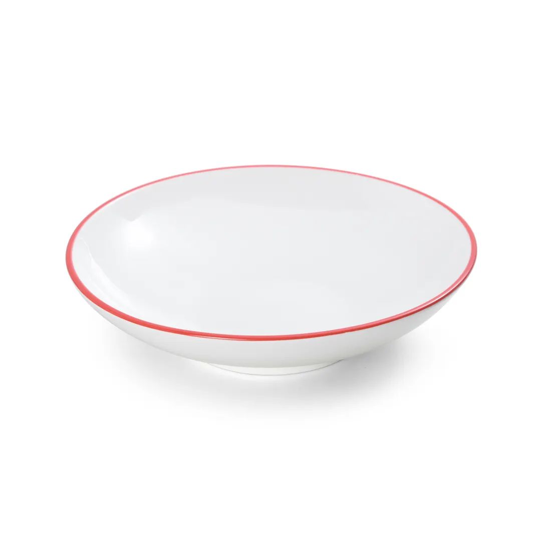 Mikasa 5260291 Bistro Bowl, 10.5" Dia., 43.94 oz, White with Red Band, Porcelain