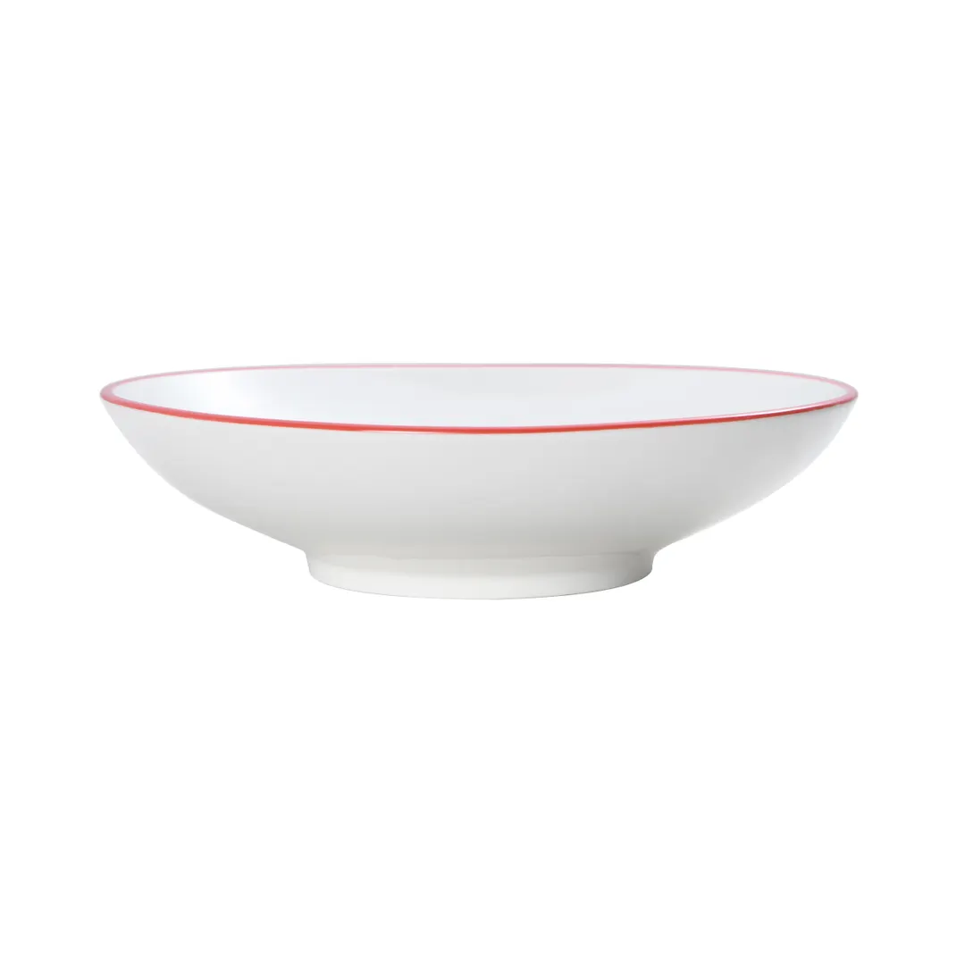 Mikasa 5260291 Bistro Bowl, 10.5" Dia., 43.94 oz, White with Red Band, Porcelain
