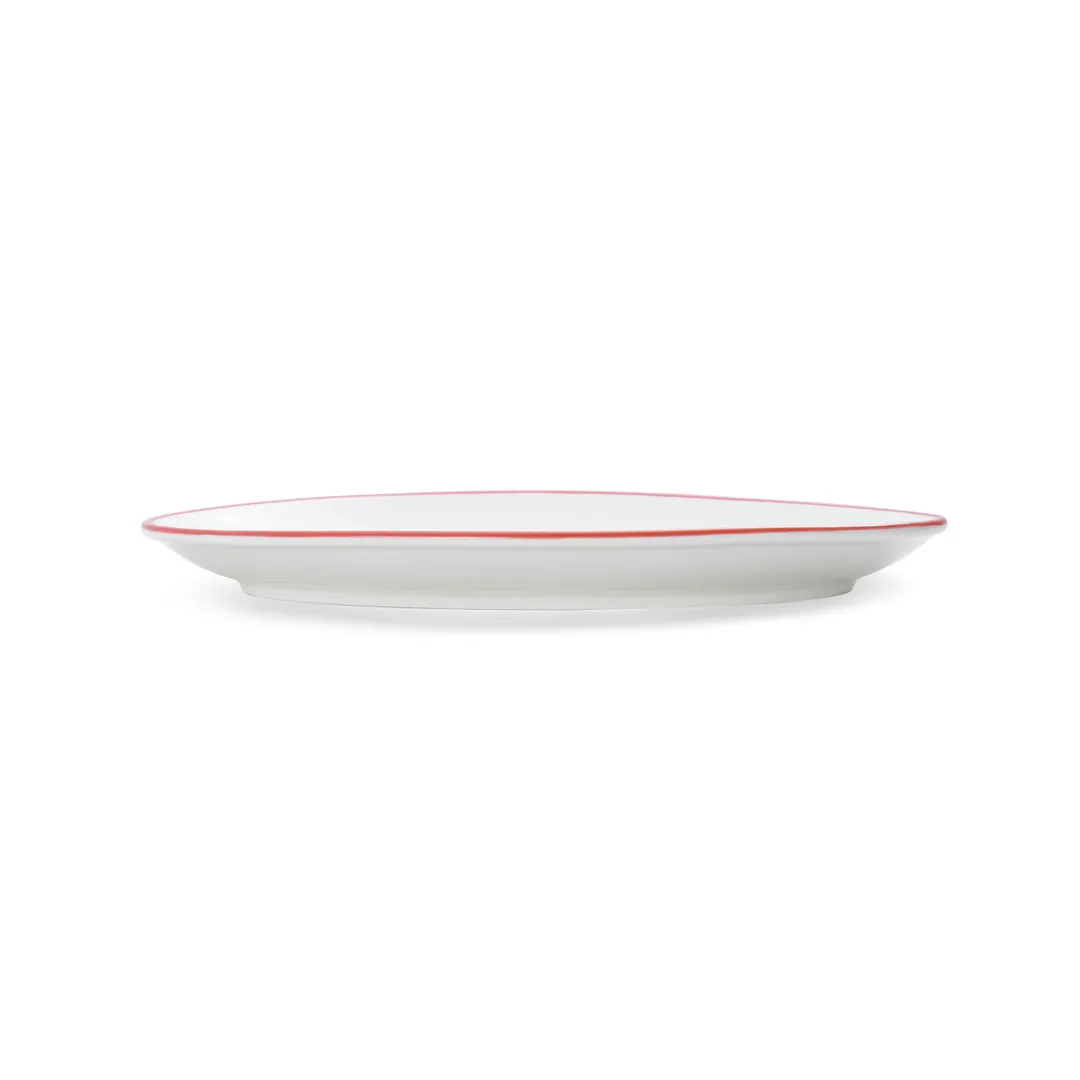 Mikasa 5260295 China Plate, Bistro Entree, Oval, 9-3/4"L x 6-3/10"W, Red, Vitrified Porcelain