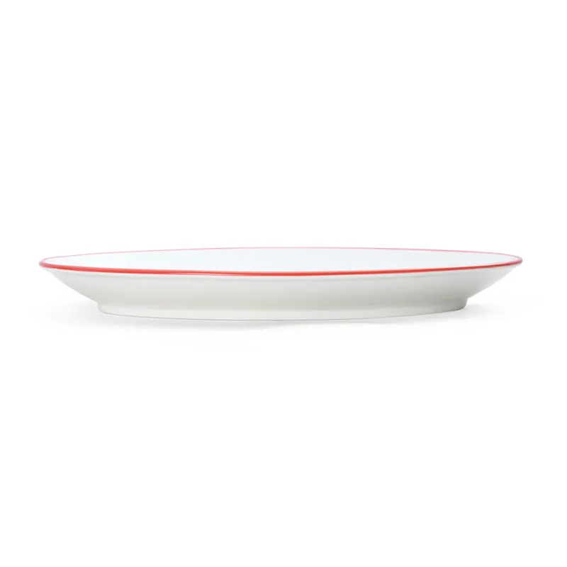 Mikasa 5260296 China Plate, 11.75" x 7.5", Oval, Vitrified Porcelain, Red