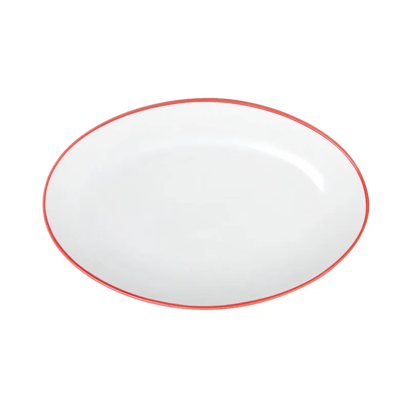 Mikasa 5260296 China Plate, 11.75" x 7.5", Oval, Vitrified Porcelain, Red