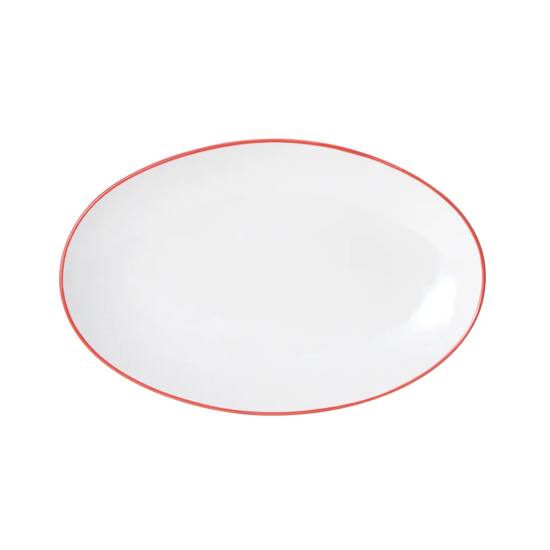 Mikasa 5260297 Bistro Entree Plate, Oval, 13-3/4"L x 8-7/8"W, Red Porcelain, Dishwasher Safe