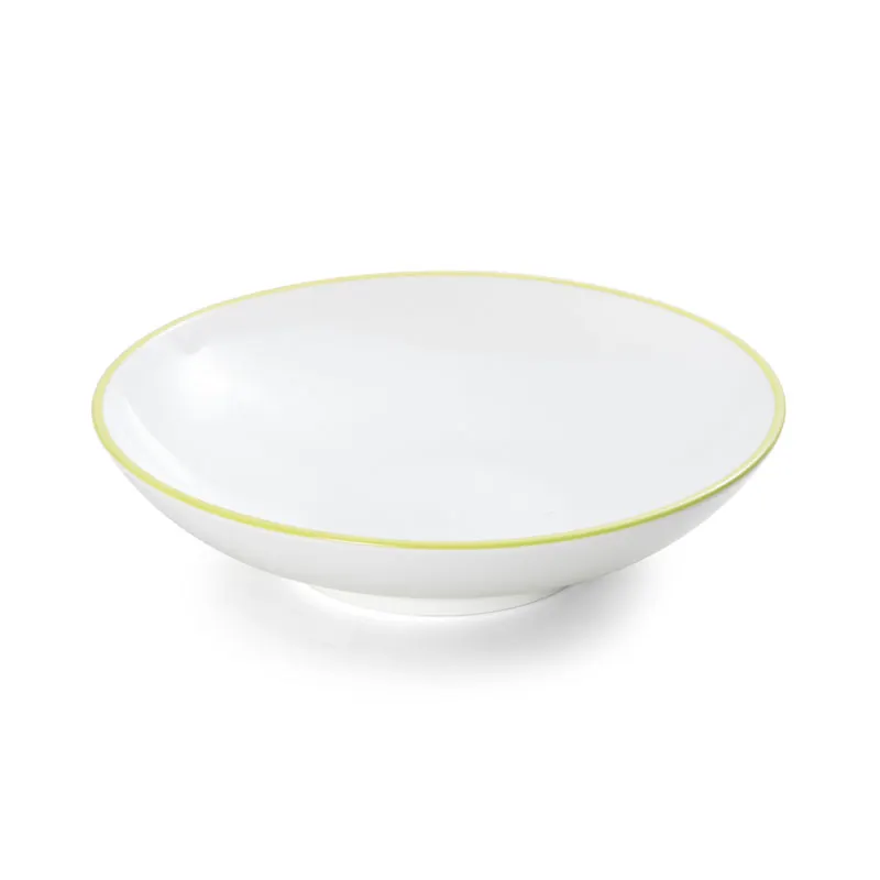 Mikasa 5260311 Bistro Bowl, 56 oz, 10" dia., White with Lime Band, Porcelain, Round, Shallow, Coupe