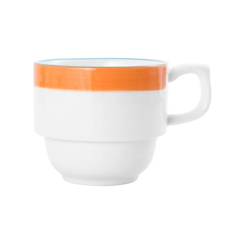Mikasa 5260342 Sunday Brunch China Mug, 8.5oz Orange Ceramic Porcelain, Dishwasher & Microwave Safe
