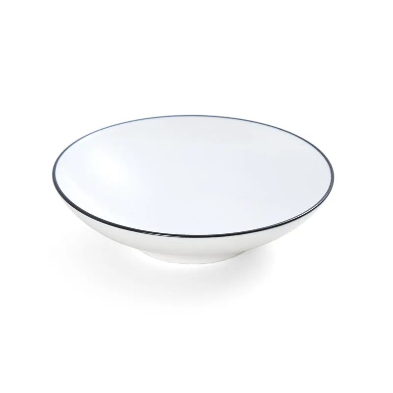 Mikasa 5260383 Bistro Bowl, 8.9 oz, 6.5" Dia., Round, Vitrified Porcelain, White with Black Band