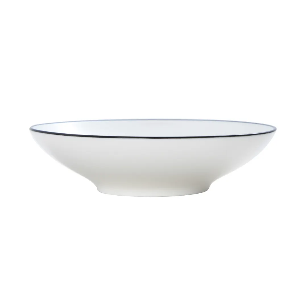Mikasa 5260383 Bistro Bowl, 8.9 oz, 6.5" Dia., Round, Vitrified Porcelain, White with Black Band