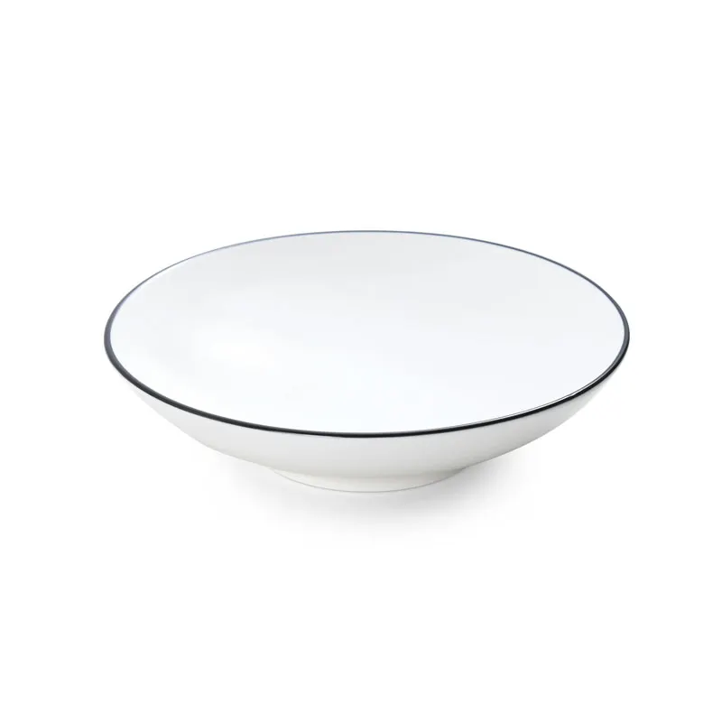 Mikasa 5260385 Bistro Bowl, 8.25" Dia., 23.66 oz., White with Black Band, Porcelain, Round Coupe