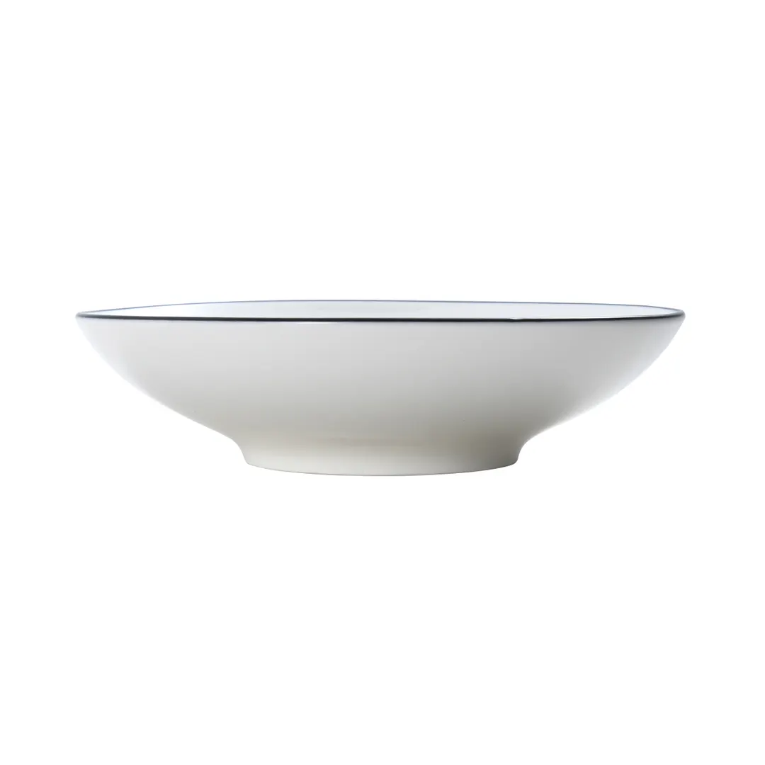 Mikasa 5260385 Bistro Bowl, 8.25" Dia., 23.66 oz., White with Black Band, Porcelain, Round Coupe