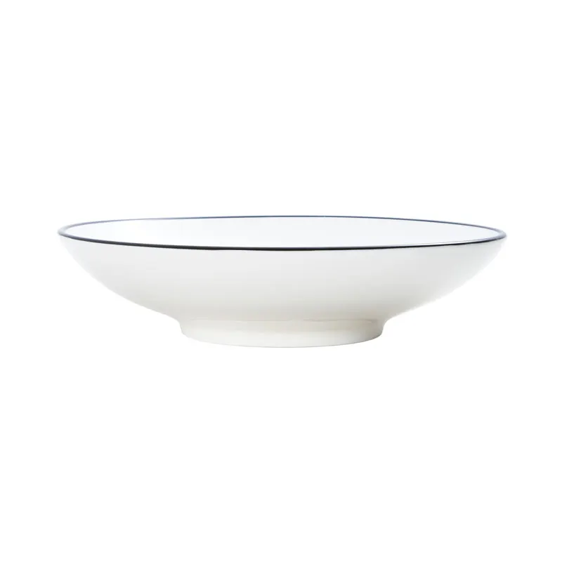 Mikasa 5260386 Bistro Bowl, 32.11 oz, 9.5" dia., White with Black Band, Porcelain, Round, Coupe