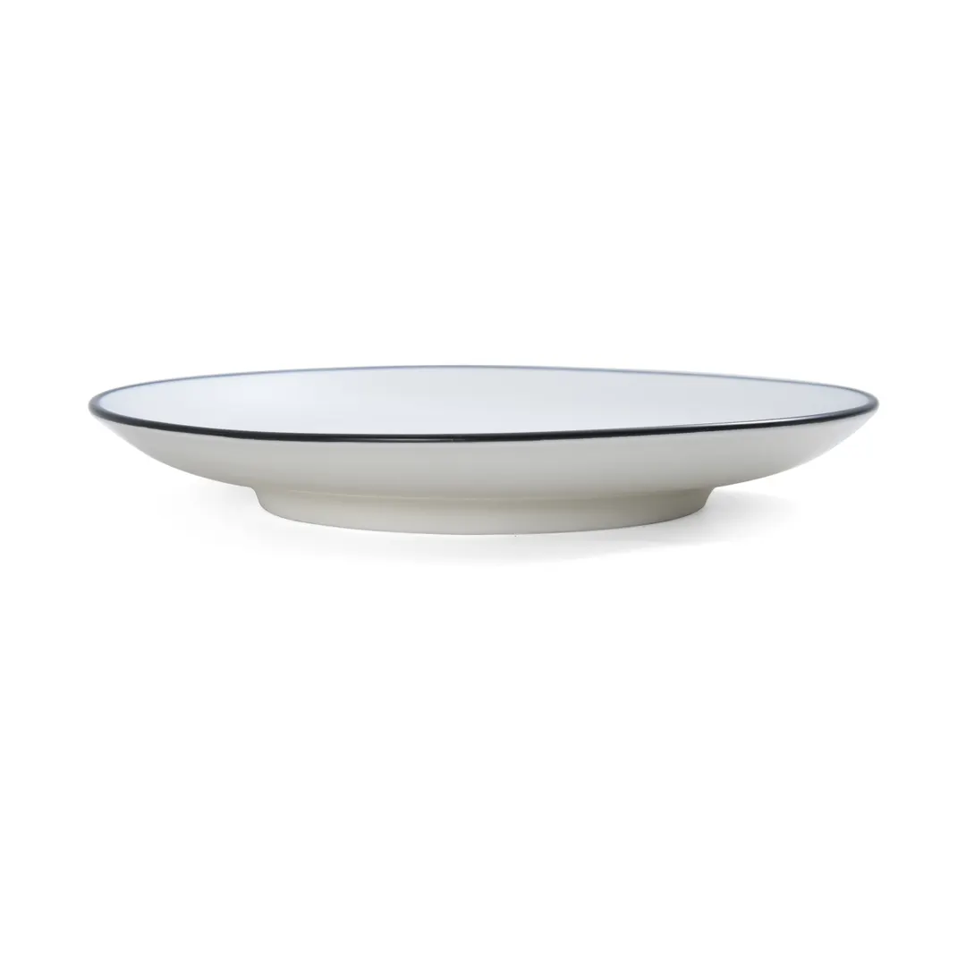 Mikasa 5260395 China Bistro Saucer, 6.75" dia., Vitrified Porcelain, White with Black Band