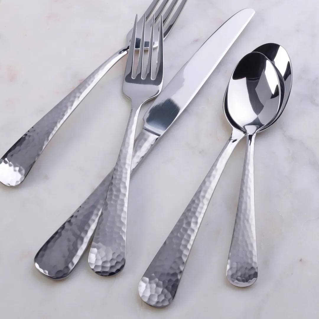 Mikasa 5263681 Dessert Fork, 7-3/5"L, Heavy, Hammered Handle, 18/10 Stainless Steel - Dozen