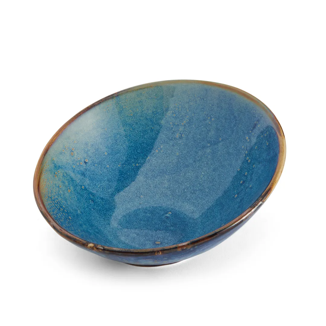Mikasa 5266842 Starlit Pho Bowl, 8" Dia., Round, Slanted, Blue, Vitrified Porcelain