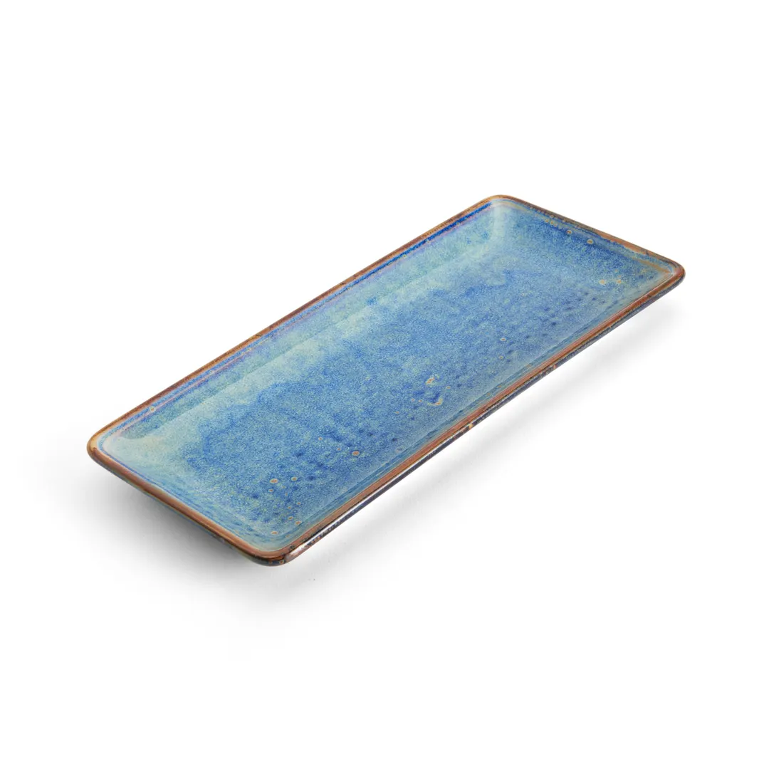 Mikasa 5266866 Starlit Rectangular China Platter, 10" x 4-15/16", Vitrified Porcelain, Blue
